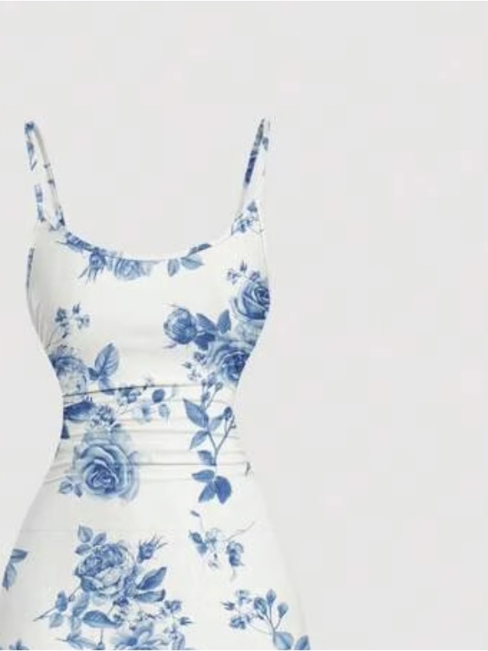SHEIN White Maxi Slip Dress with Blue Floral Print - Picture 3 of 3